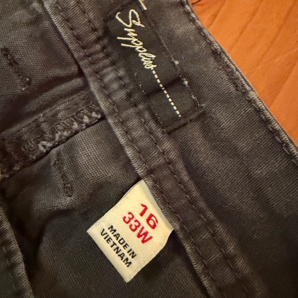 Supplies by Unionbay Skinny Cargo Pants 16 33W Charcoal Gray Zip Pocket Stretch - Picture 6 of 15